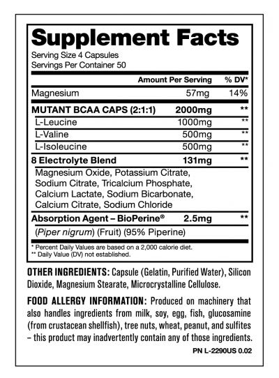 Mutant BCAA Caps 2000mg - Image 2