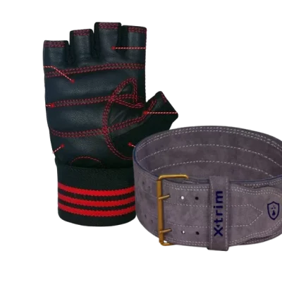 Gym Accessories Deal: Lealther Belt and Gloves Combo
