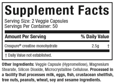 Muscletech Platinum 100% Creatine Creapure 100 Vege Capsules - Image 2