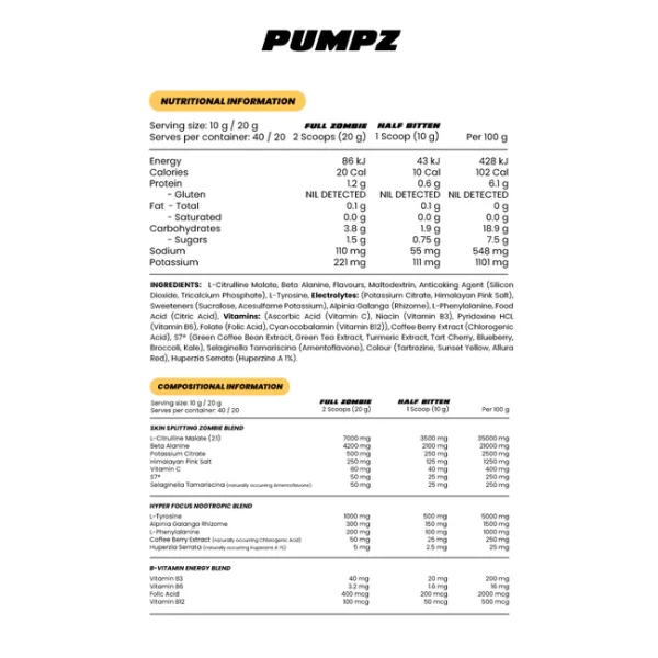 Zombie Labs Pumpz Non-Stim Pump + Nootropic - Image 2