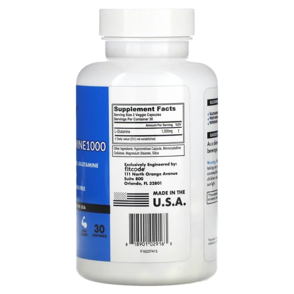 Fitcode - Glutamine1000 - 60 Capsules - Image 2