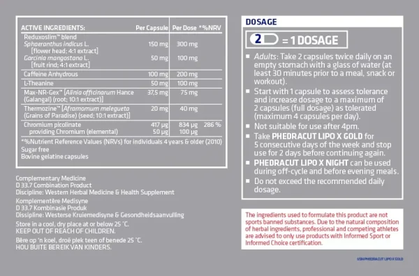 USN Phedra Cut Lipo Gold 80 Caps - Image 2